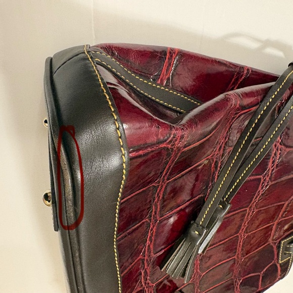 Dooney & Bourke Red Croc Embossed Leather Tote Bag | Large Shoulder Purse - Picture 15 of 15